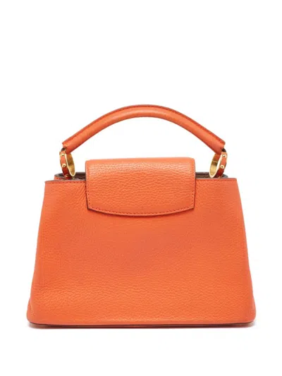 Pre-owned Louis Vuitton 2015 Capucines Bb Two-way Handbag In Orange