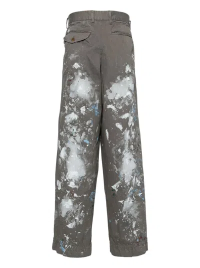 Kolor Paint-splattered Straight-leg Trousers In Grey