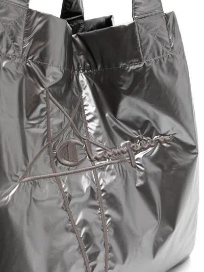 Rick Owens Logo-embroidered Tote Bag In Silver