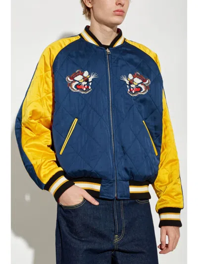 Kenzo Star Tiger Souvenir Bomber Jacket In Yellow