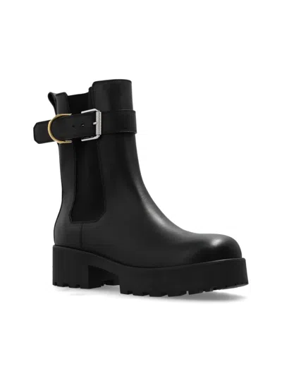 Givenchy Voyou Leather Buckle Chelsea Boots In Black