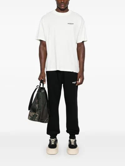 Represent White Crewneck T-shirt With With Front And Back Owners Club Print In Cotton Man In White