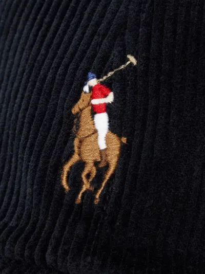 Polo Ralph Lauren Corduroy Baseball Cap In Black