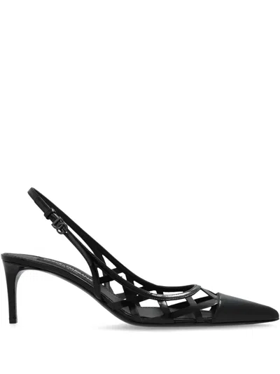 Dolce & Gabbana Pointed-toe Lace-panelled Pumps In Black
