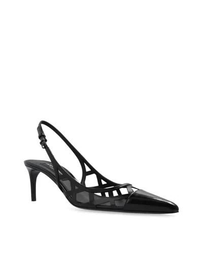 Dolce & Gabbana Pointed-toe Lace-panelled Pumps In Black