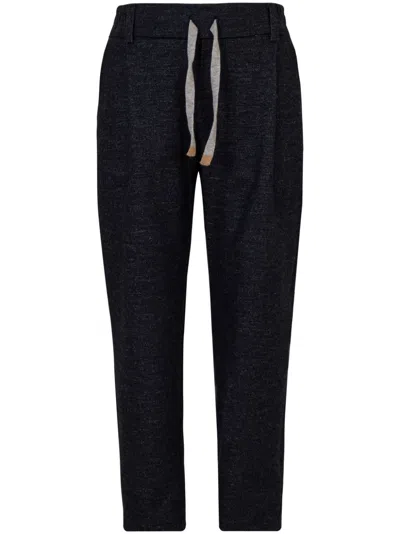 Eleventy Drawstring Wool Trousers In Blue
