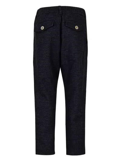 Eleventy Drawstring Wool Trousers In Blue