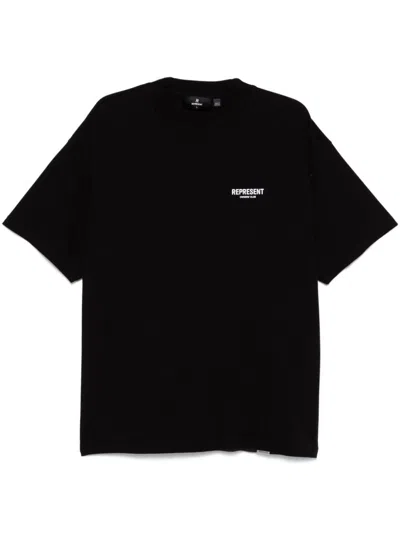 Represent Owners Club Logo Printed Crewneck T-shirt In Black