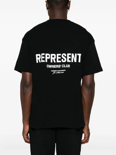 Represent Owners Club Logo Printed Crewneck T-shirt In Black