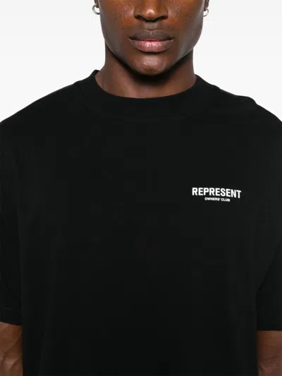 Represent Owners Club Logo Printed Crewneck T-shirt In Black
