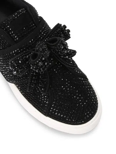 Kurt Geiger Laney Bow-embellished Fabric Low-top Trainers In Black