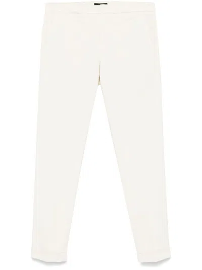 Fay Cropped Trousers With Belt Loops And Pockets In White