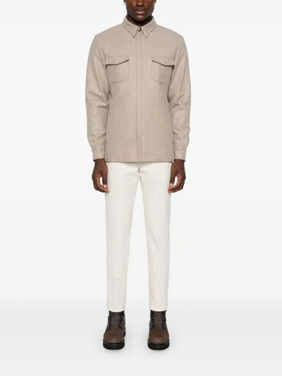 Fay Cropped Trousers With Belt Loops And Pockets In White