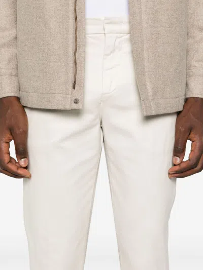 Fay Cropped Trousers With Belt Loops And Pockets In White