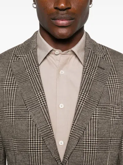 Shop Boggi Milano Prince Of Wales Check Blazer In Brown