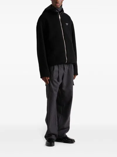 Prada Technical Cotton Blouson Jacket In Black