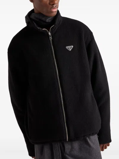Prada Technical Cotton Blouson Jacket In Black