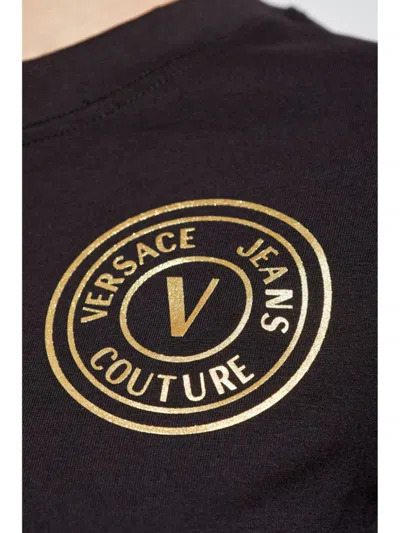 Versace Jeans Couture Cotton Blend Logo Jersey Tee Dress In Black