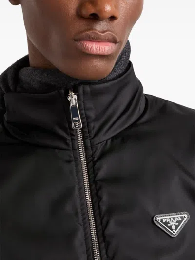 Prada Technical Cotton Blouson Jacket In Black