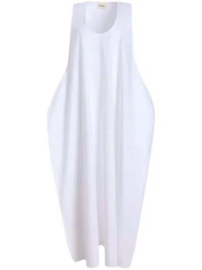 Khaite Coli Cotton-poplin Midi Dress In White
