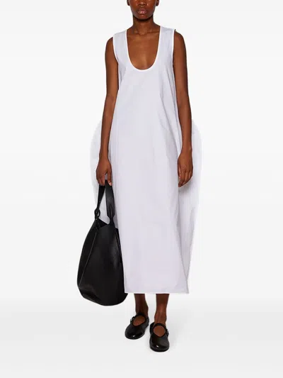 Khaite Coli Cotton-poplin Midi Dress In White