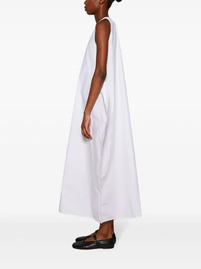 Khaite Coli Cotton-poplin Midi Dress In White