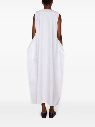 Khaite Coli Cotton-poplin Midi Dress In White
