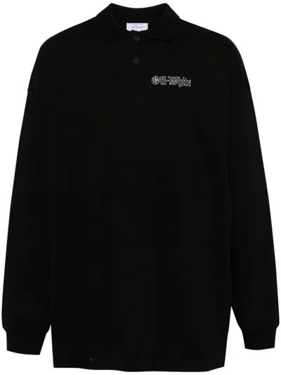 Off-white Gang-print Polo Shirt In Black