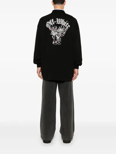 Off-white Gang-print Polo Shirt In Black