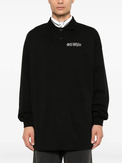 Off-white Gang-print Polo Shirt In Black