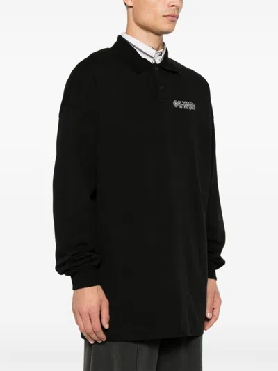 Shop Off-white Gang-print Polo Shirt In Black