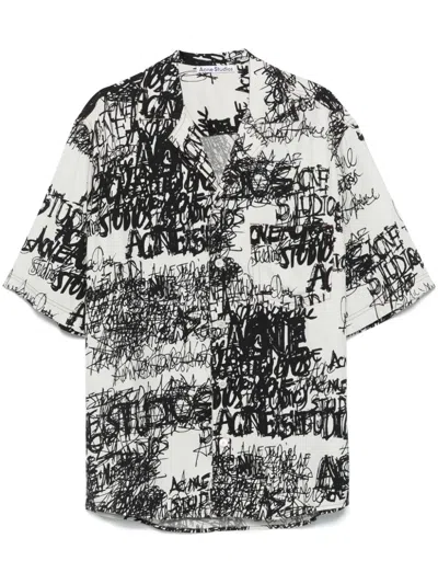 Acne Studios Man Multicolor Shirts In Lgreyblack