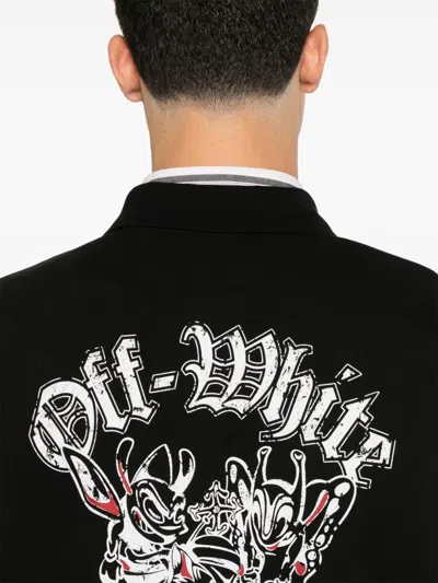 Off-white Gang-print Polo Shirt In Black