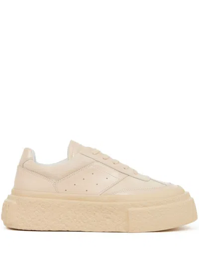 Mm6 Maison Margiela Numbers-motif Leather Sneakers In Neutrals