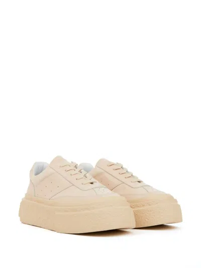 Mm6 Maison Margiela Numbers-motif Leather Sneakers In Neutrals
