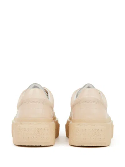 Mm6 Maison Margiela Numbers-motif Leather Sneakers In Neutrals