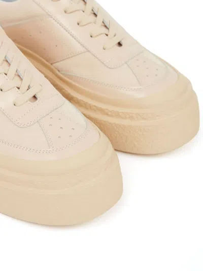 Mm6 Maison Margiela Numbers-motif Leather Sneakers In Neutrals