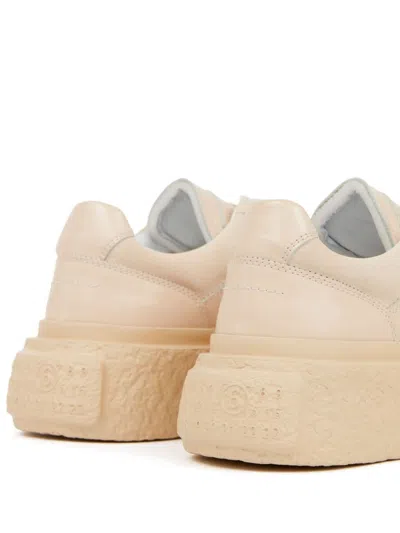 Mm6 Maison Margiela Numbers-motif Leather Sneakers In Neutrals