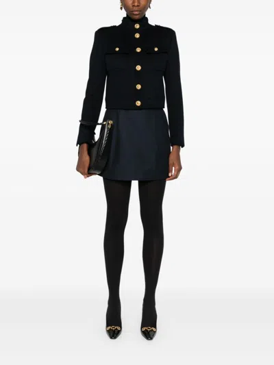 Tom Ford Cropped Wool And Cashmere Jacket In Blue