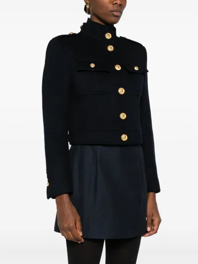 Tom Ford Cropped Wool And Cashmere Jacket In Blue