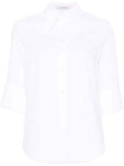 Dorothee Schumacher Half-sleeve Poplin Blouse With Asymmetric Buttoned Cuffs In White