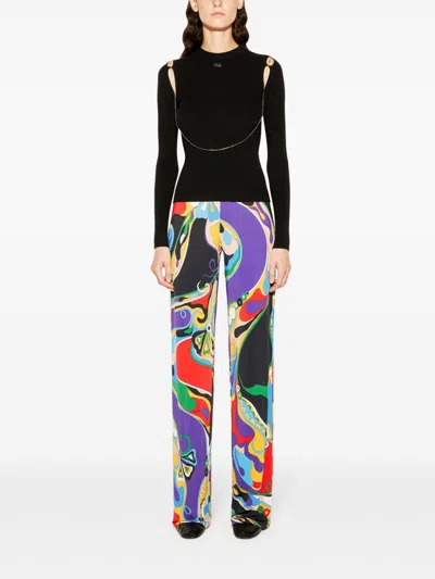 Pucci Graphic Printed Floor-length Trousers For Women In Purple