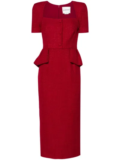Roland Mouret Bouclé Midi Dress In Red