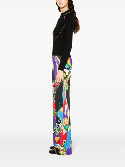 Pucci Graphic Printed Floor-length Trousers For Women In Purple