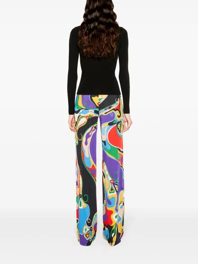 Pucci Graphic Printed Floor-length Trousers For Women In Purple