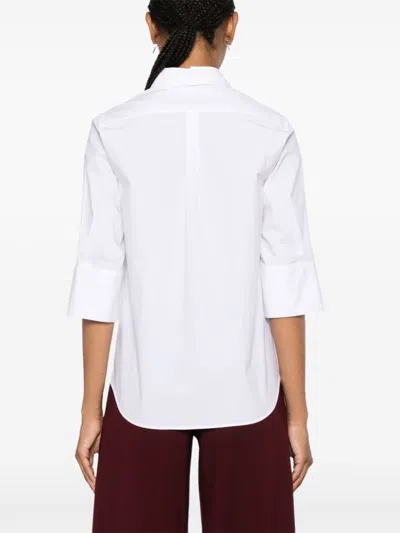 Dorothee Schumacher Half-sleeve Poplin Blouse With Asymmetric Buttoned Cuffs In White