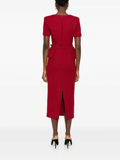 Roland Mouret Bouclé Midi Dress In Red