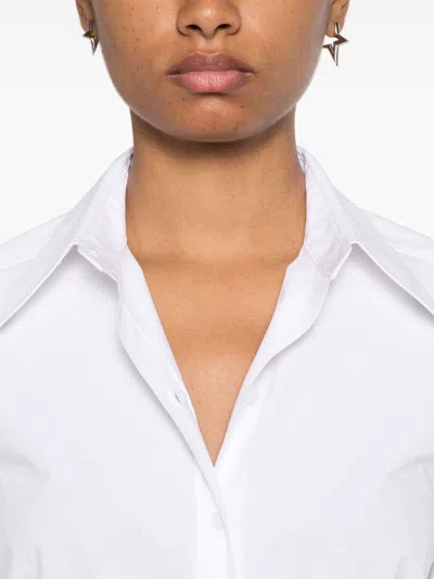 Dorothee Schumacher Half-sleeve Poplin Blouse With Asymmetric Buttoned Cuffs In White