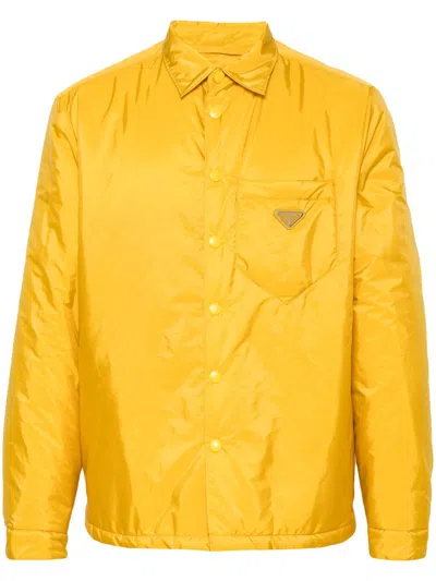 Prada Re-nylon Shirt Jacket Casual Jackets And Parka Yellow In Yellow