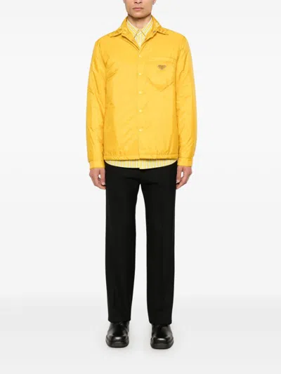 Prada Re-nylon Shirt Jacket Casual Jackets And Parka Yellow In Yellow